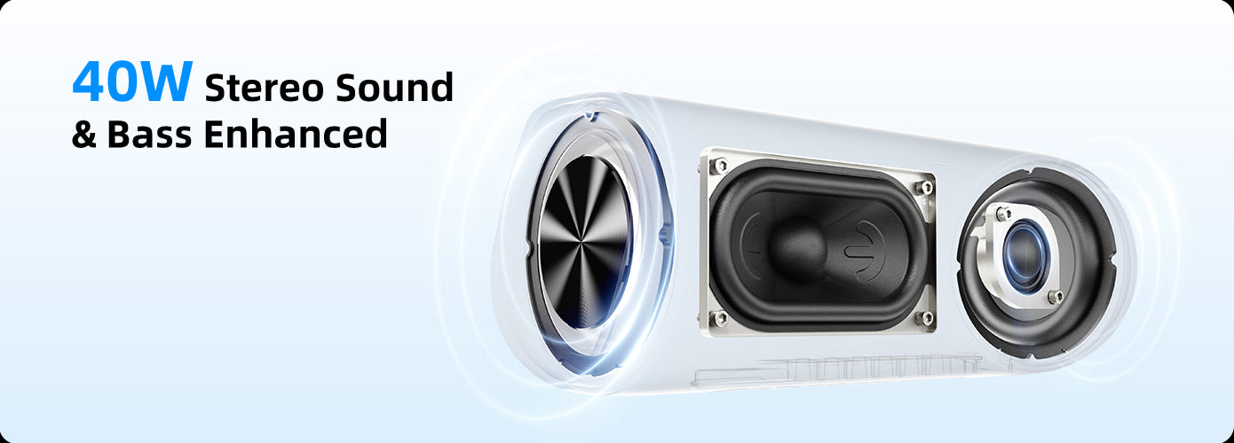 Altoparlanti stereo da 40W con potenziamento dei bassi.