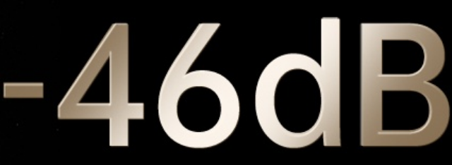 Indicatore di livello sonoro -46dB su sfondo nero