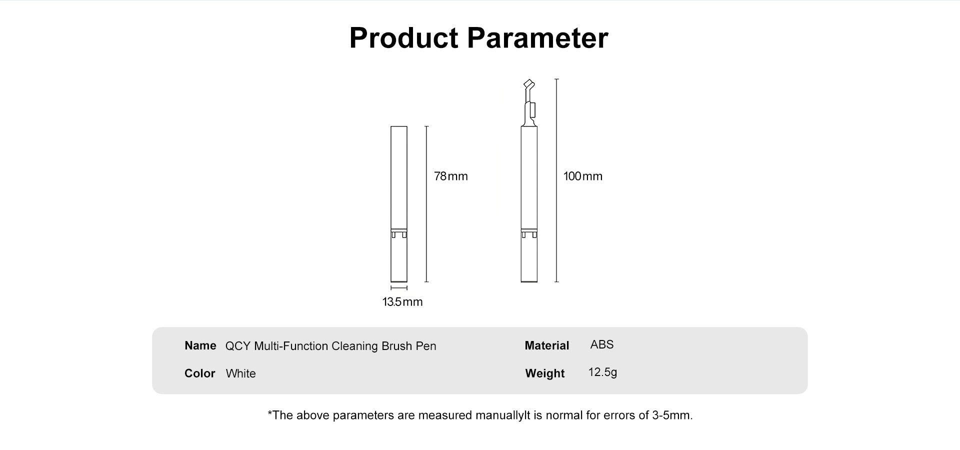 Pennello multiuso per pulizia QCY, bianco, 78mm/100mm, materiale ABS.