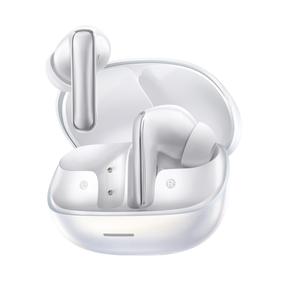 MeloBuds N65 – auricolari True Wireless bianchi con custodia di ricarica.