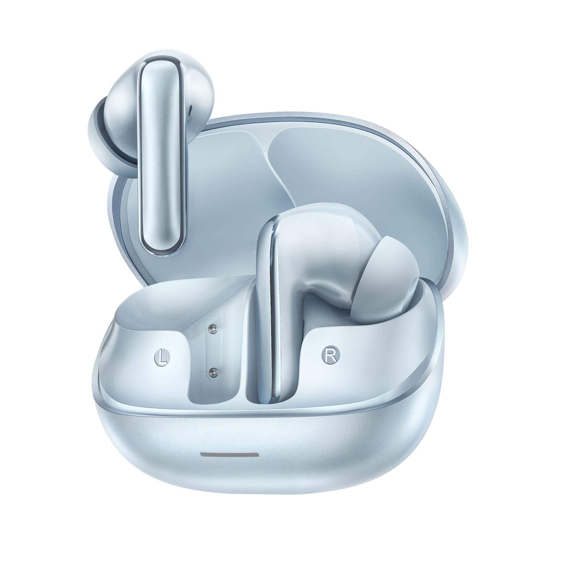 MeloBuds N65 – eleganti auricolari wireless argento con custodia di ricarica.