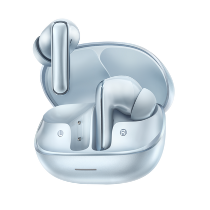 MeloBuds N65 – eleganti auricolari wireless argento con custodia di ricarica.
