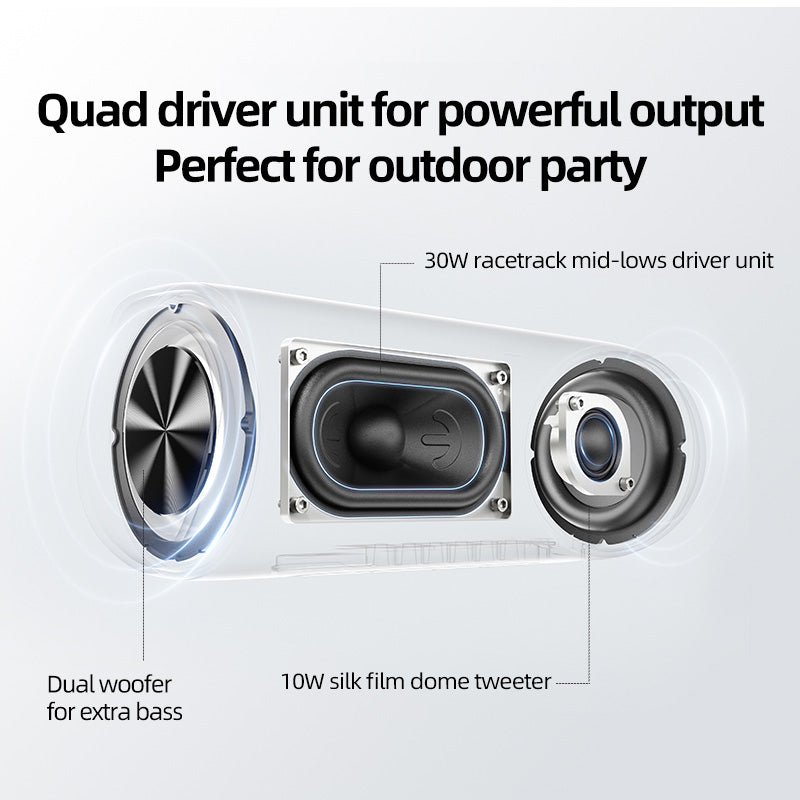 QCY SP7 Altoparlante Bluetooth RGB Nero – 4 Driver, 115dB, IPX7, 14h Di Autonomia, Con TF E AUX