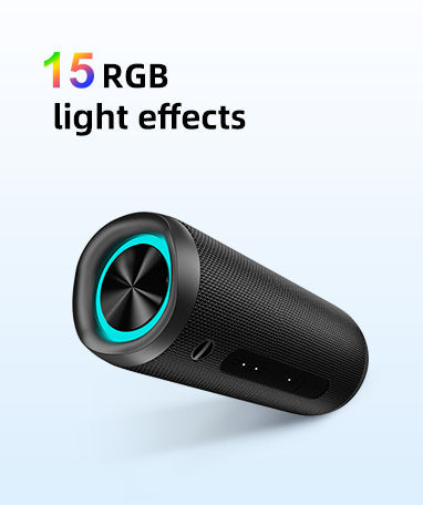 Altoparlante Bluetooth portatile nero con 15 effetti luce RGB