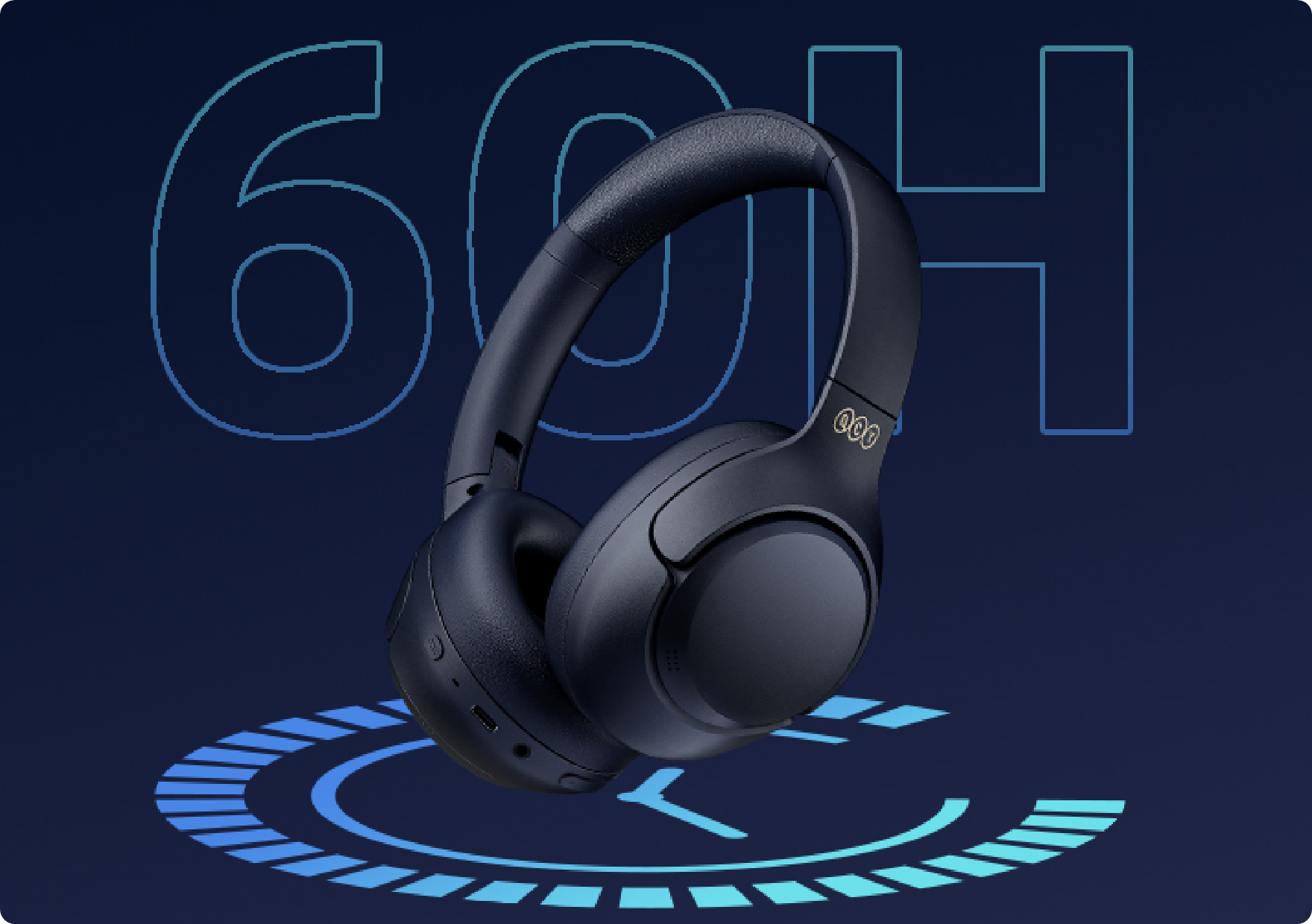 Cuffie over-ear nere con 60 ore di autonomia della batteria.