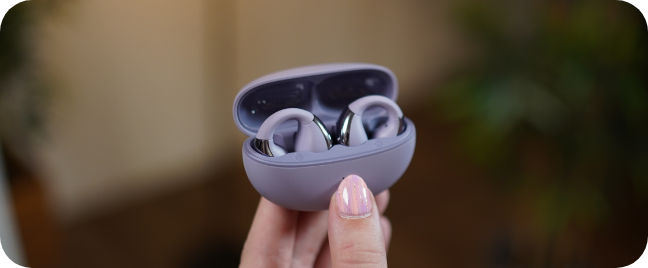 QCY Crossky C30 purple clip earbuds