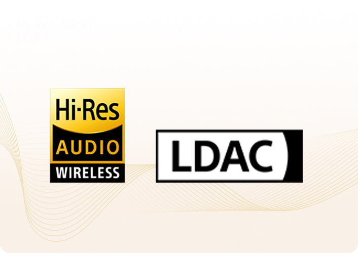 Logo LDAC Hi-Res Audio Wireless per dispositivi audio wireless.