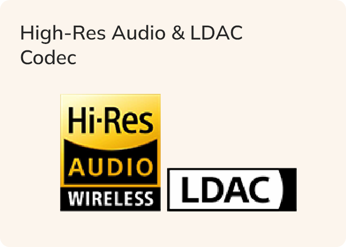 Audio ad alta risoluzione e codec LDAC – Logo per riproduzione HiFi wireless