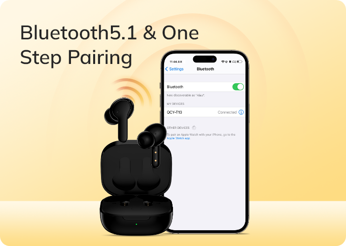 Cuffie Bluetooth 5.1 con abbinamento One-Step e custodia di ricarica
