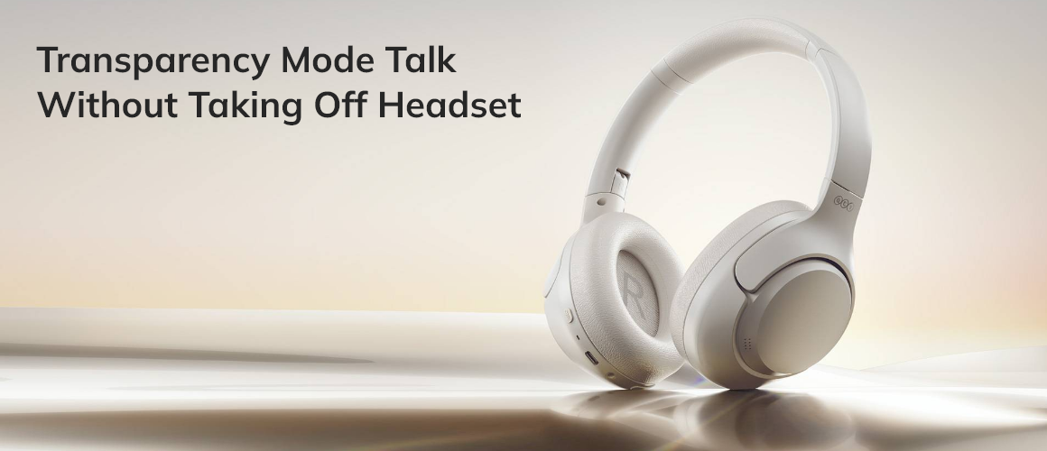 Cuffie over-ear bianche con modalità trasparenza – parla senza doverle togliere.