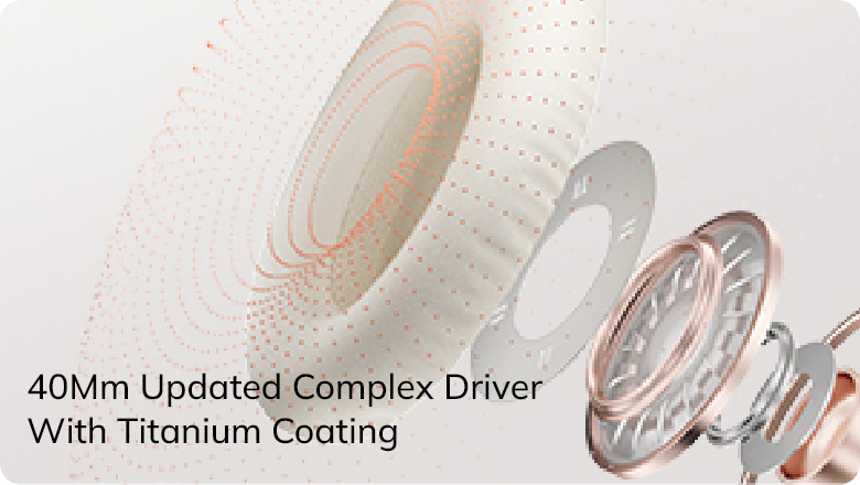 Driver complesso aggiornato da 40 mm con rivestimento in titanio per prestazioni audio di alta qualità.