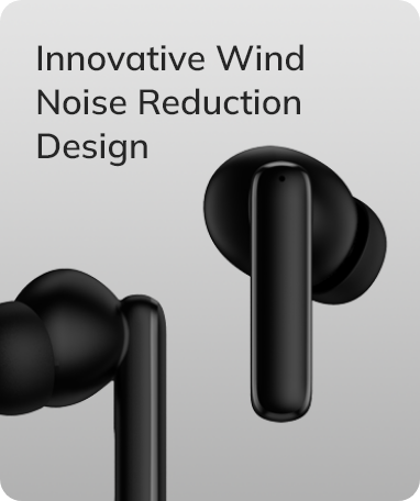 Design innovativo per la riduzione del rumore del vento per cuffie wireless.