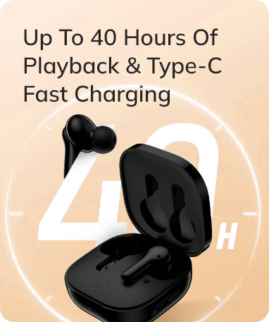 Cuffie True Wireless nere con custodia di ricarica, fino a 40 ore di riproduzione e ricarica rapida Type-C.