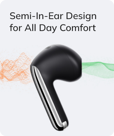 Auricolari semi-in-ear neri per un comfort tutto il giorno.