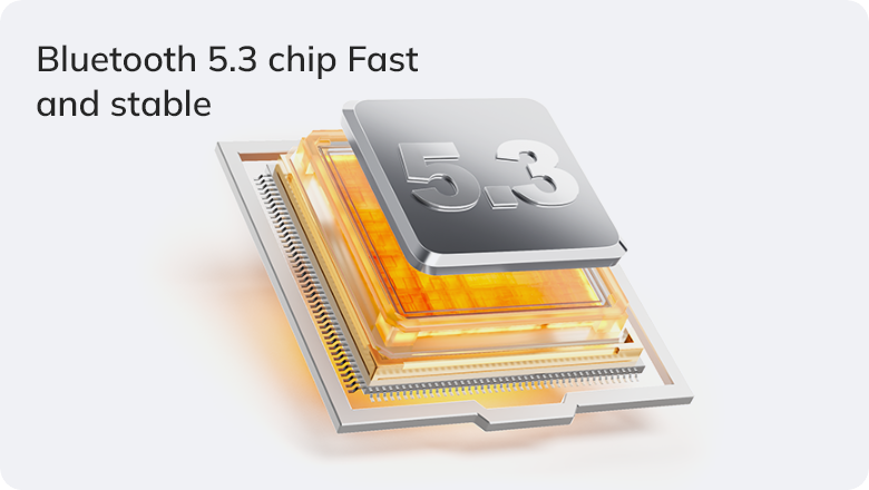 Chip Bluetooth 5.3 – veloce e stabile.