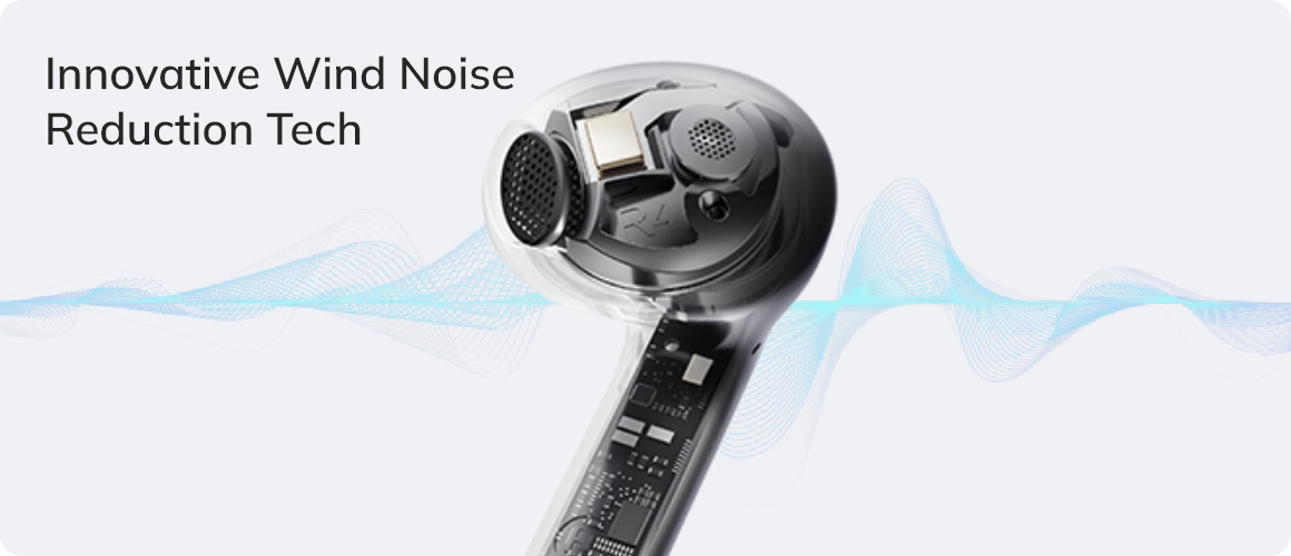 Tecnologia innovativa di riduzione del rumore del vento in un auricolare moderno.