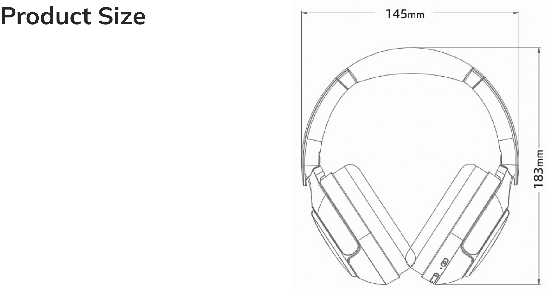 Cuffie over-ear con design pieghevole, 145x183mm – ideali per musica e gaming.