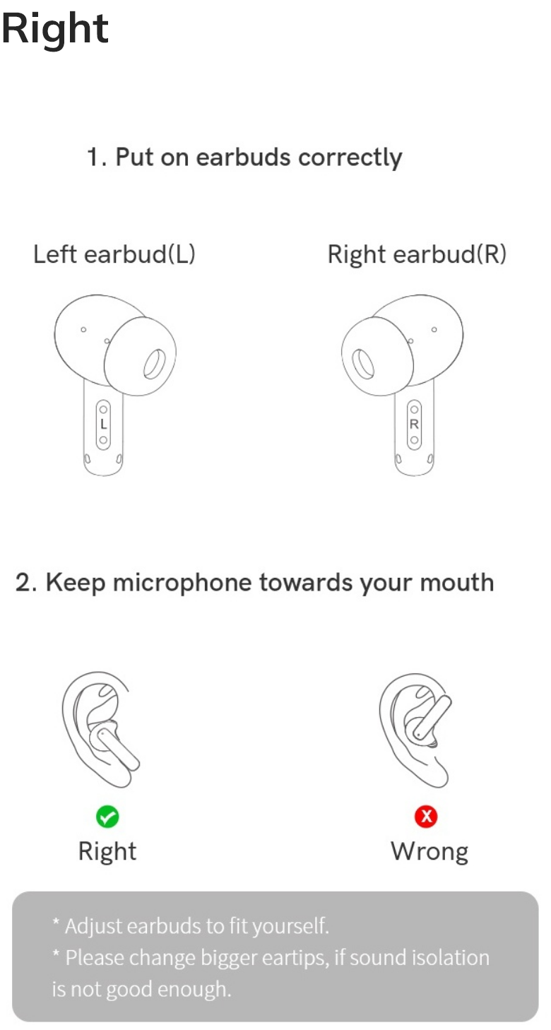 Istruzioni per l’uso corretto degli auricolari in-ear: posizionamento e orientamento corretti del microfono per un utilizzo ottimale