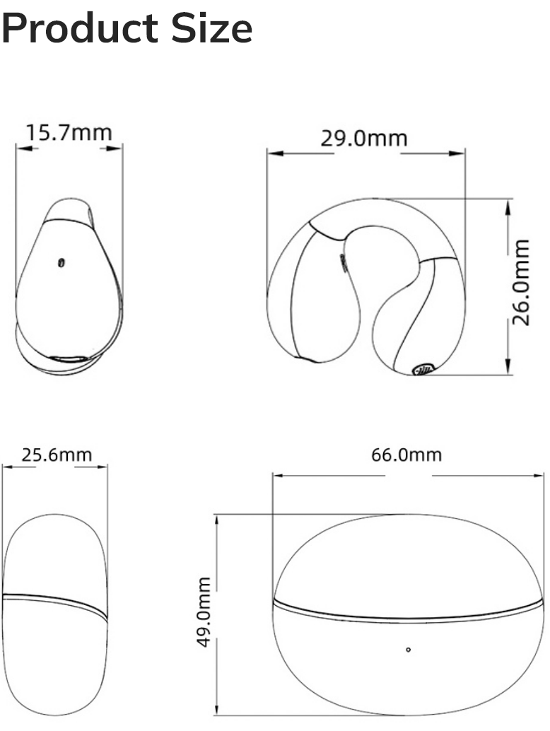 Dimensioni del prodotto: 66x49mm, 29x26mm, 15,7x25,6mm – disegno tecnico