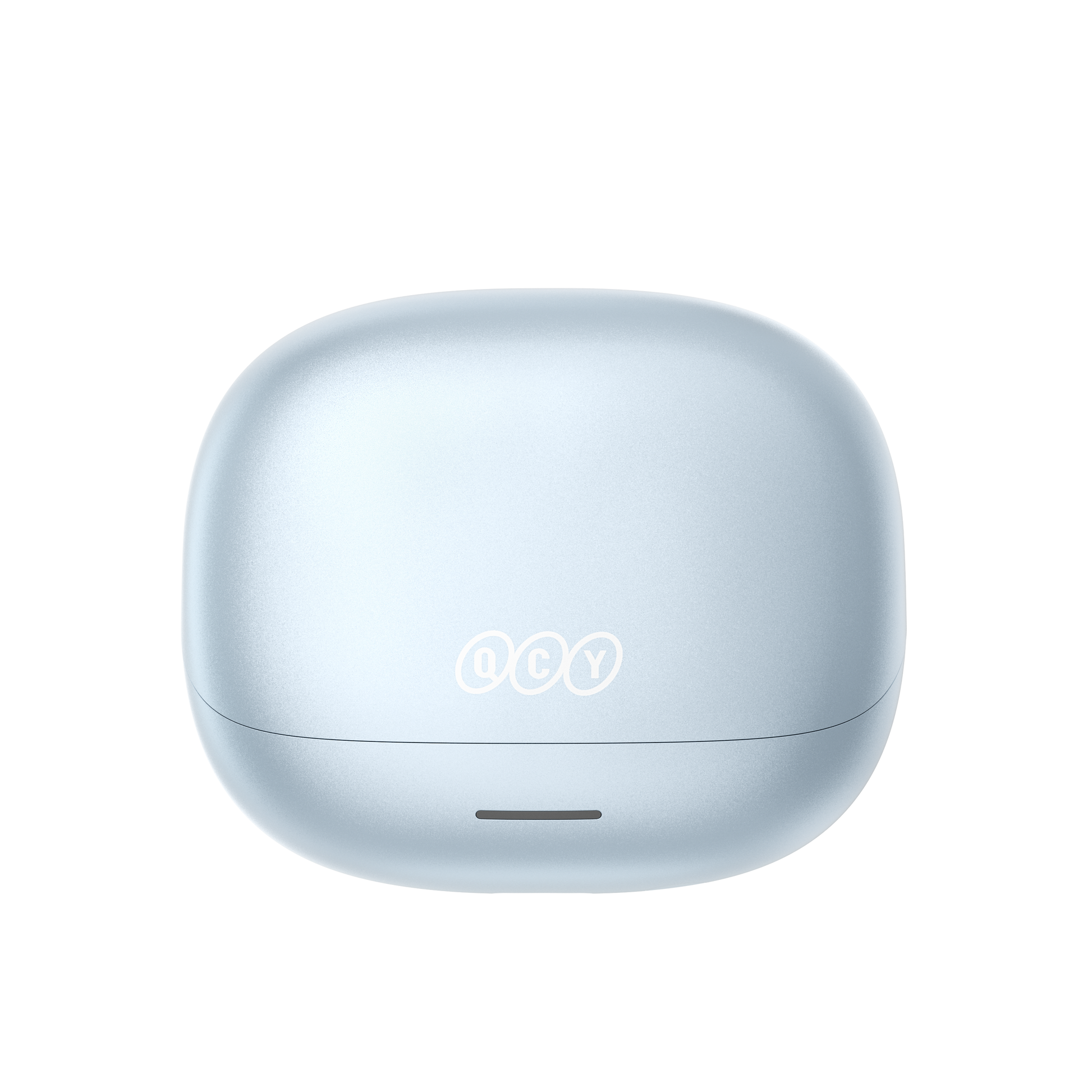 MeloBuds N65 auricolari wireless in elegante azzurro chiaro con logo, custodia di ricarica compatta per viaggi.