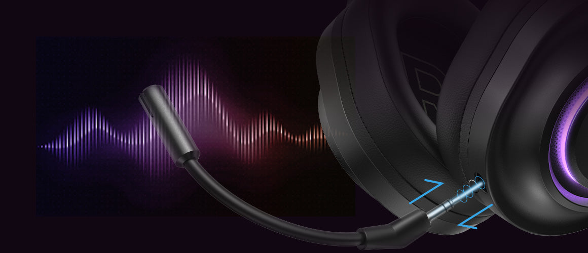 Cuffie da gioco nere con microfono e illuminazione RGB.
