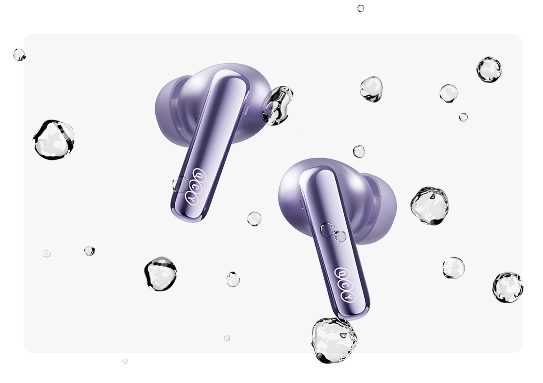 Auricolari true wireless lilla con protezione dall'acqua.