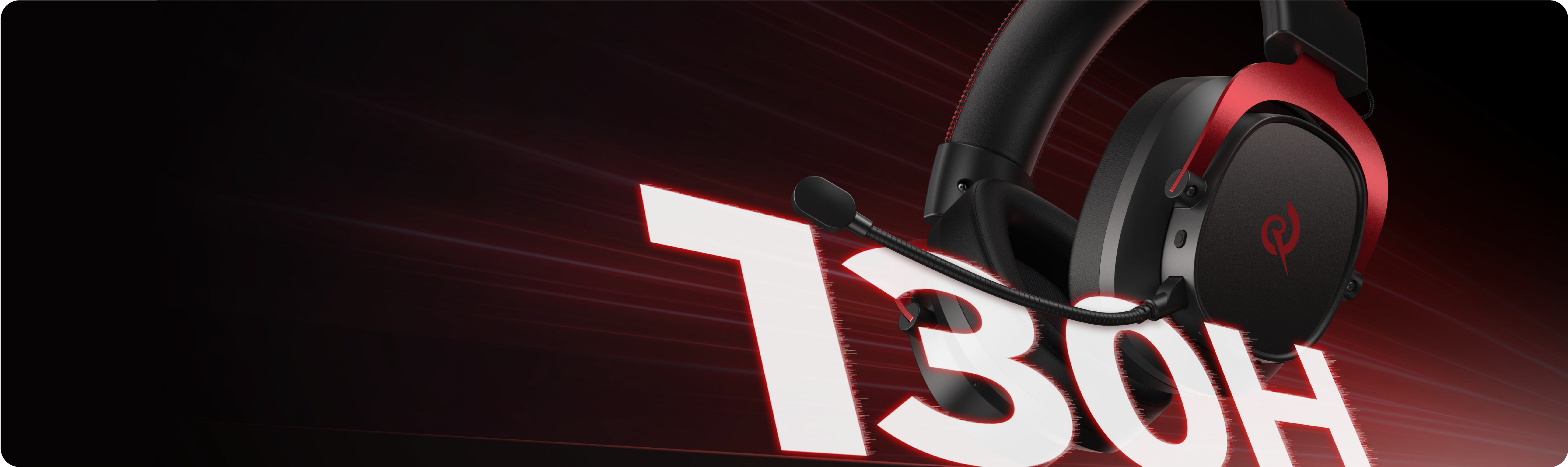 Cuffie da gioco T30H con microfono, nero-rosso, design moderno per qualità sonora ottimale e comfort durante il gioco.