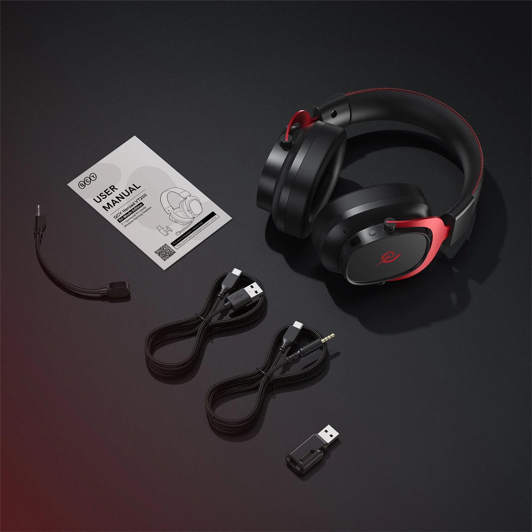 Cuffie da gioco QCY H300 con microfono, USB-C e ingresso da 3,5 mm.