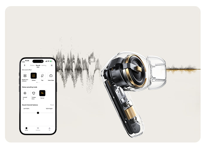 Cuffie con tecnologia di cancellazione del rumore e app per smartphone per la riduzione del rumore e la regolazione del suono