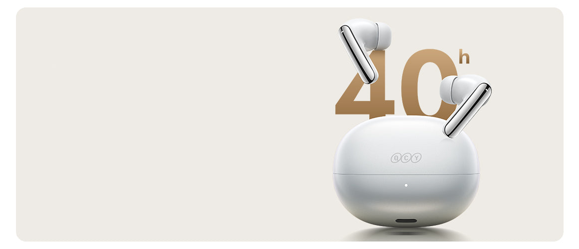 Cuffie Bluetooth QCY T13 con 40 ore di autonomia della batteria, bianche