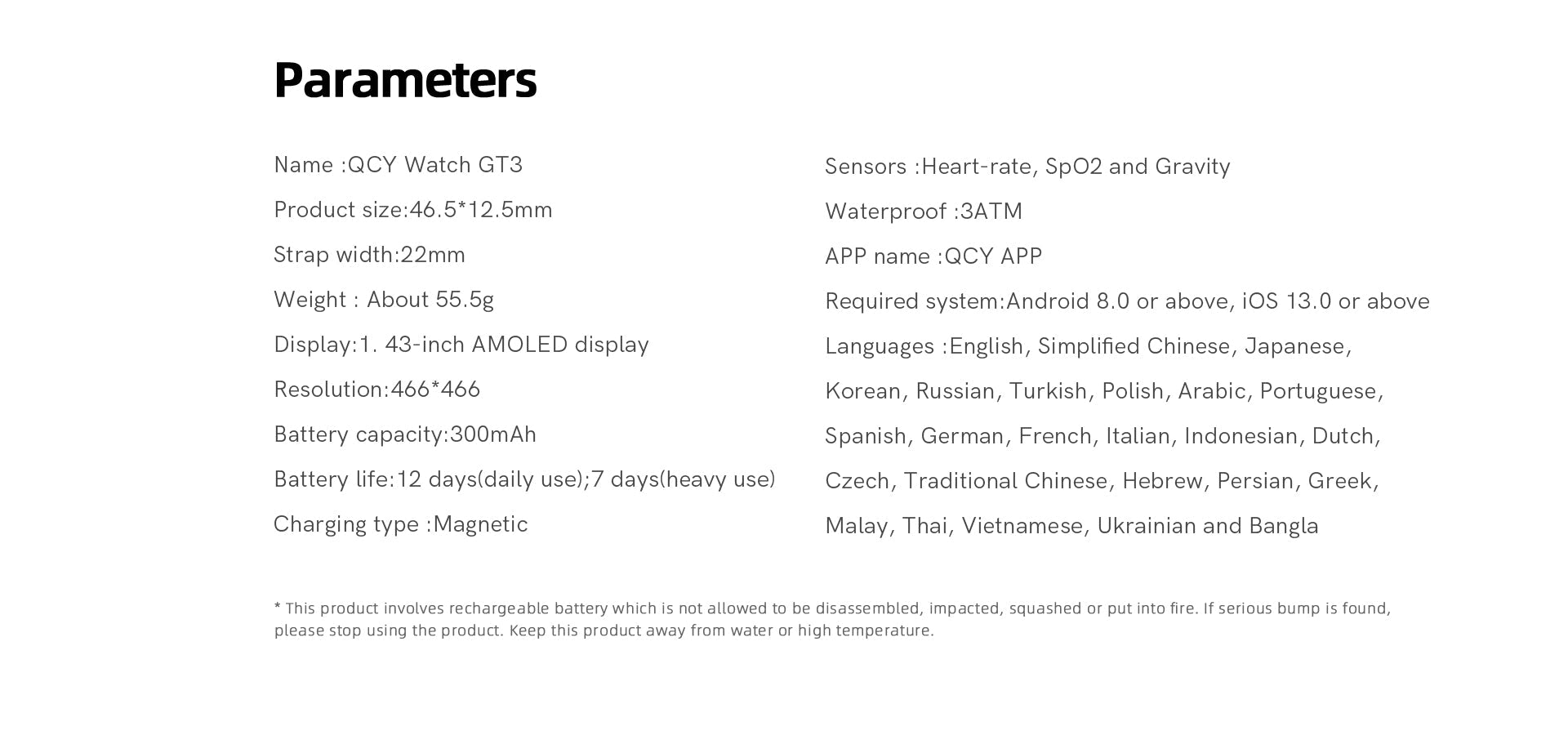 Smartwatch QCY Watch GT3: AMOLED 1,43", batteria da 12 giorni, impermeabile, sensore di frequenza cardiaca e SpO2.